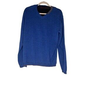 ROBERT GRAHAM Mens Pursuit Pullover Sweater Large 100% Merino Wool Blue Classic